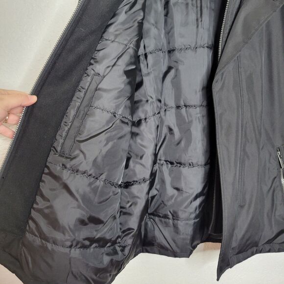 London Fog Black Water Resistant Insulated Zip Snap Closure Jacket Size Large - Picture 5 of 11